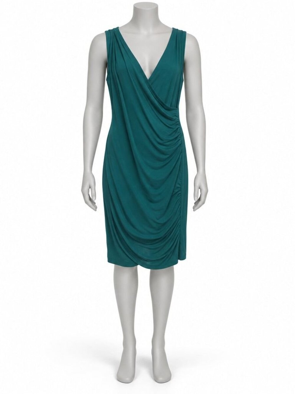 EUC Ann Taylor Sleeveless Teal Wrap Dress